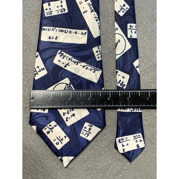 Fratello Handmade Mens Tie Math Equations Print Polyester Blue Necktie - Picture 2 of 5